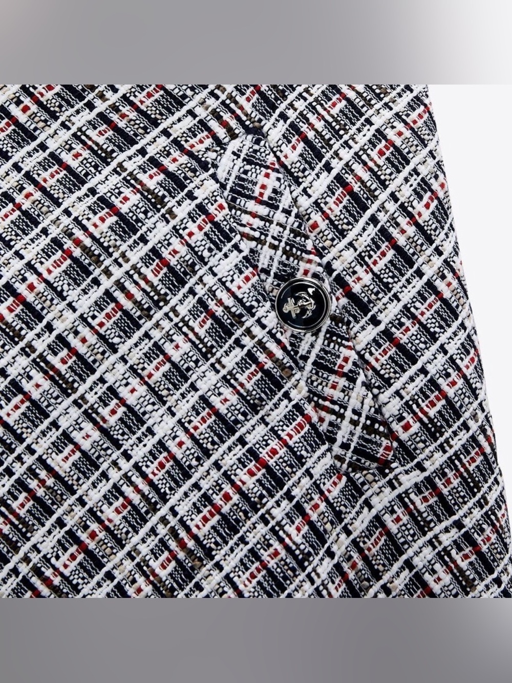 NWOT Zara Tweed Textured Weave Nautical Anchor Button High Waist Mini Skirt - L - Picture 7 of 16